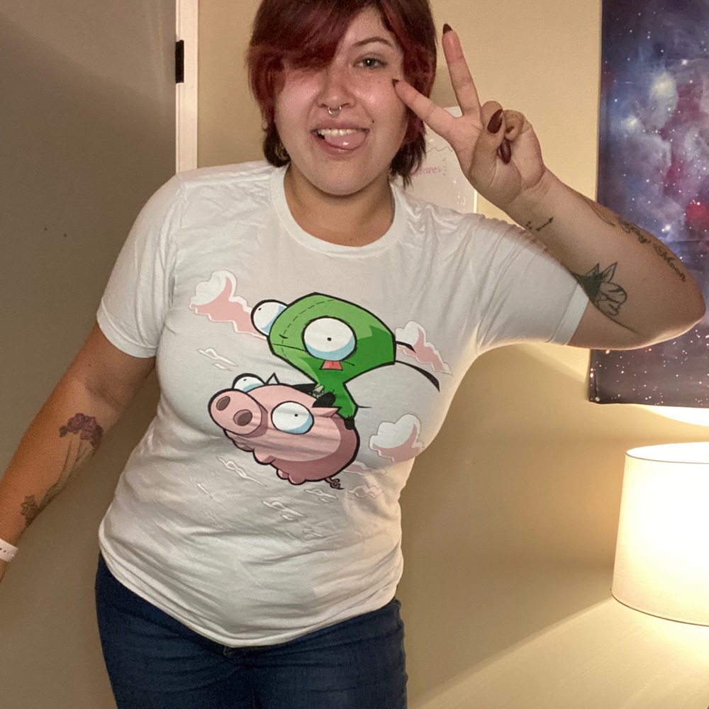 Invader Zim Gir flying on Piggy Tshirt